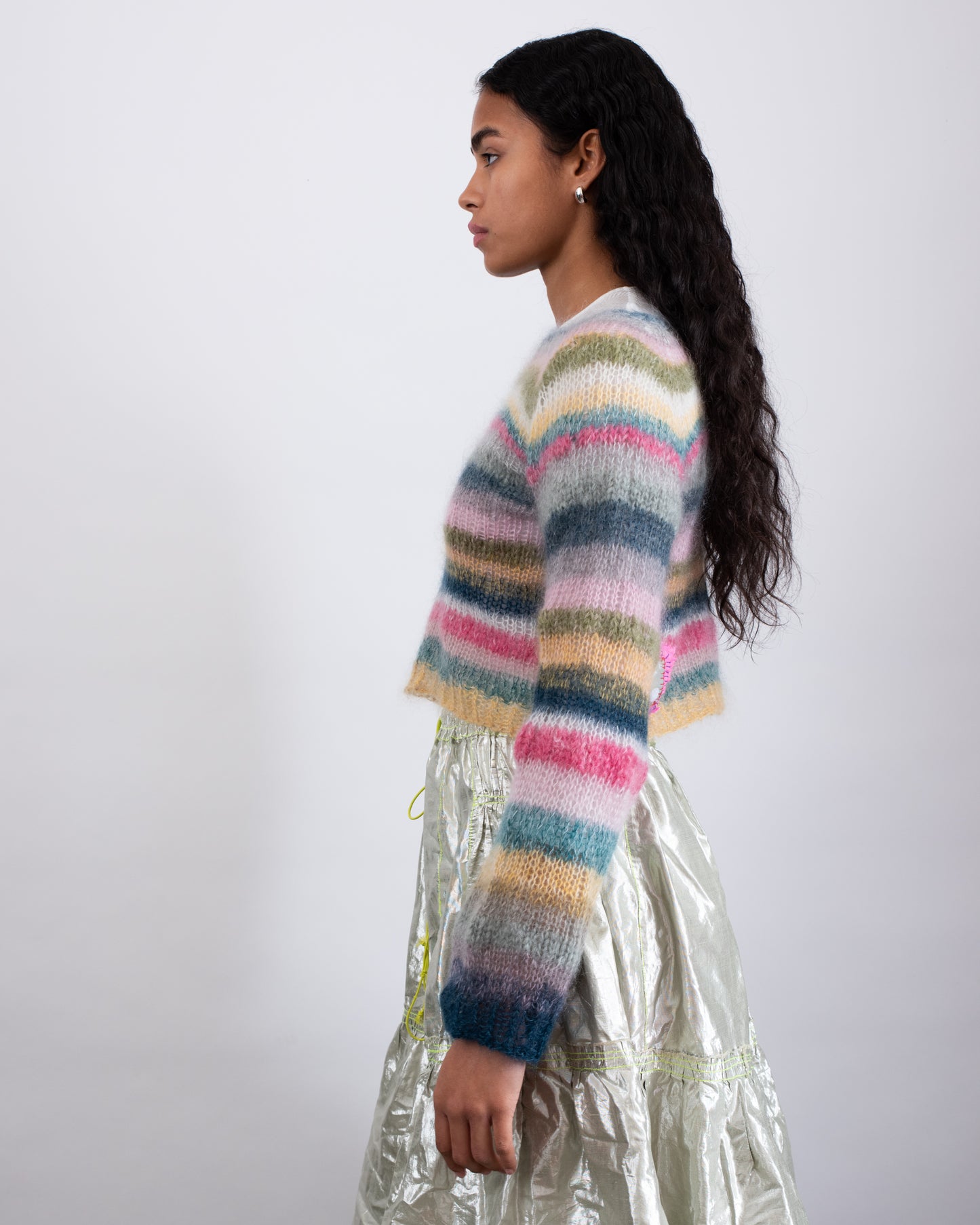 HAND KNITTED MOHAIR STRIPE SWEATER #01