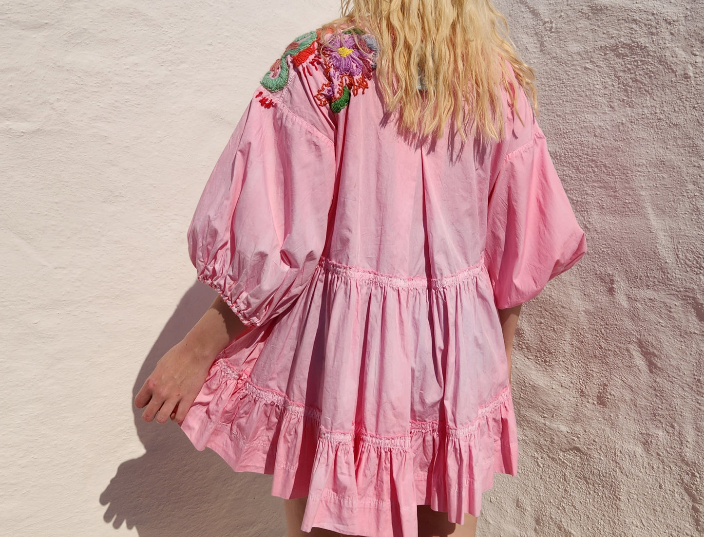 HAND DYED COTTON WRAP DRESS - Pink 03