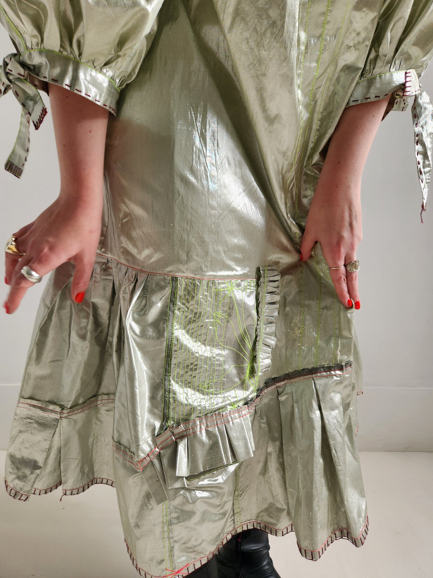 Silver silk dress