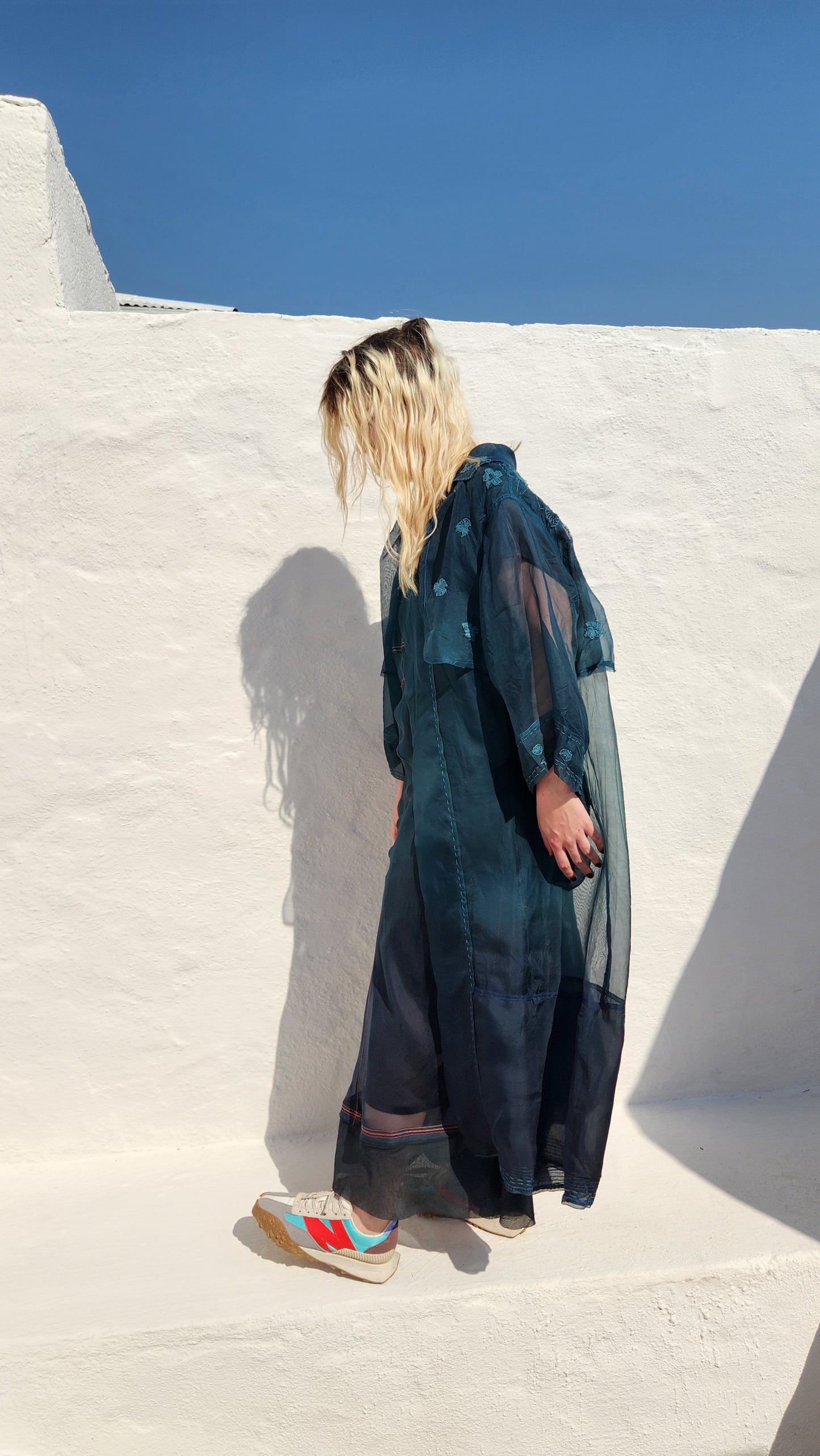 PETROL EMBROIDERED TRENCH COAT