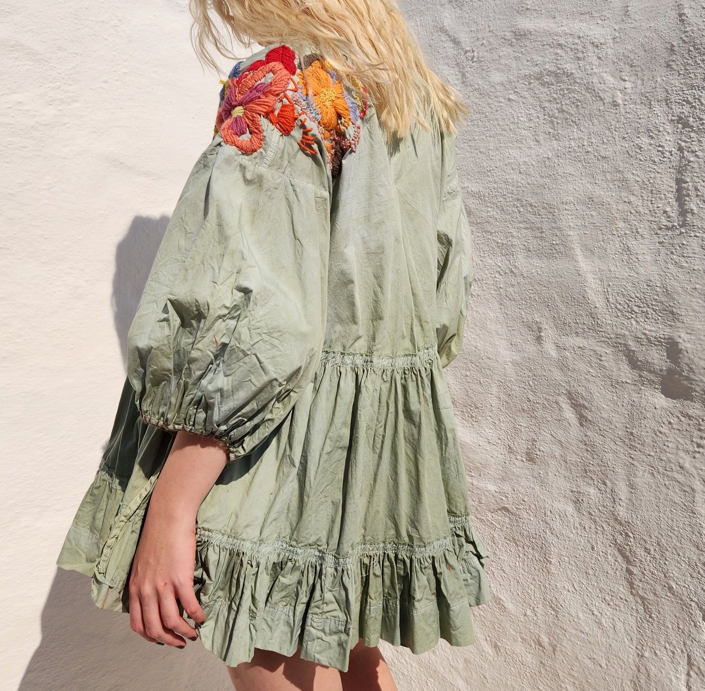 HAND DYED COTTON WRAP DRESS - Sage
