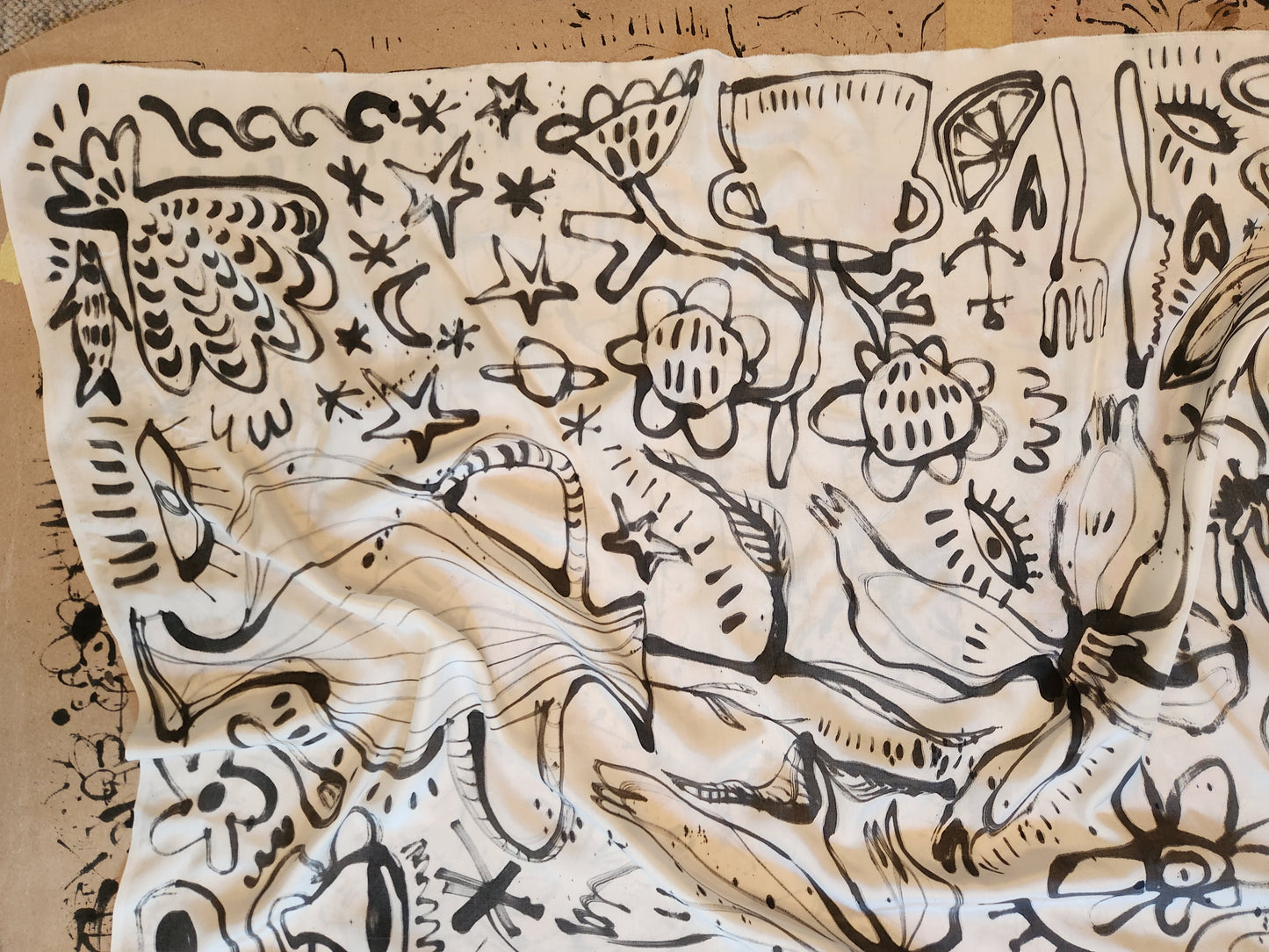 Hand painted silk scarf - Sunny side up