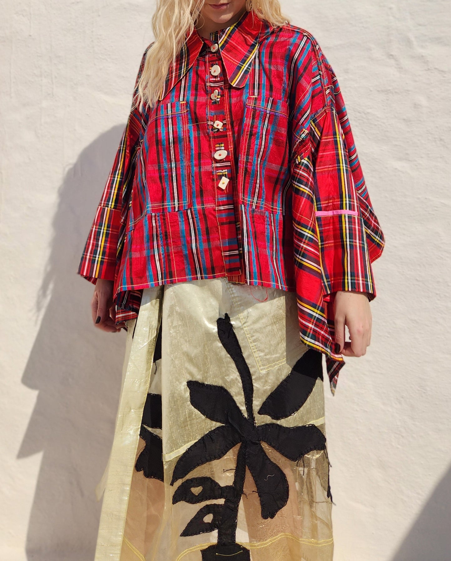 PLAID SILK SUNNI SHIRT