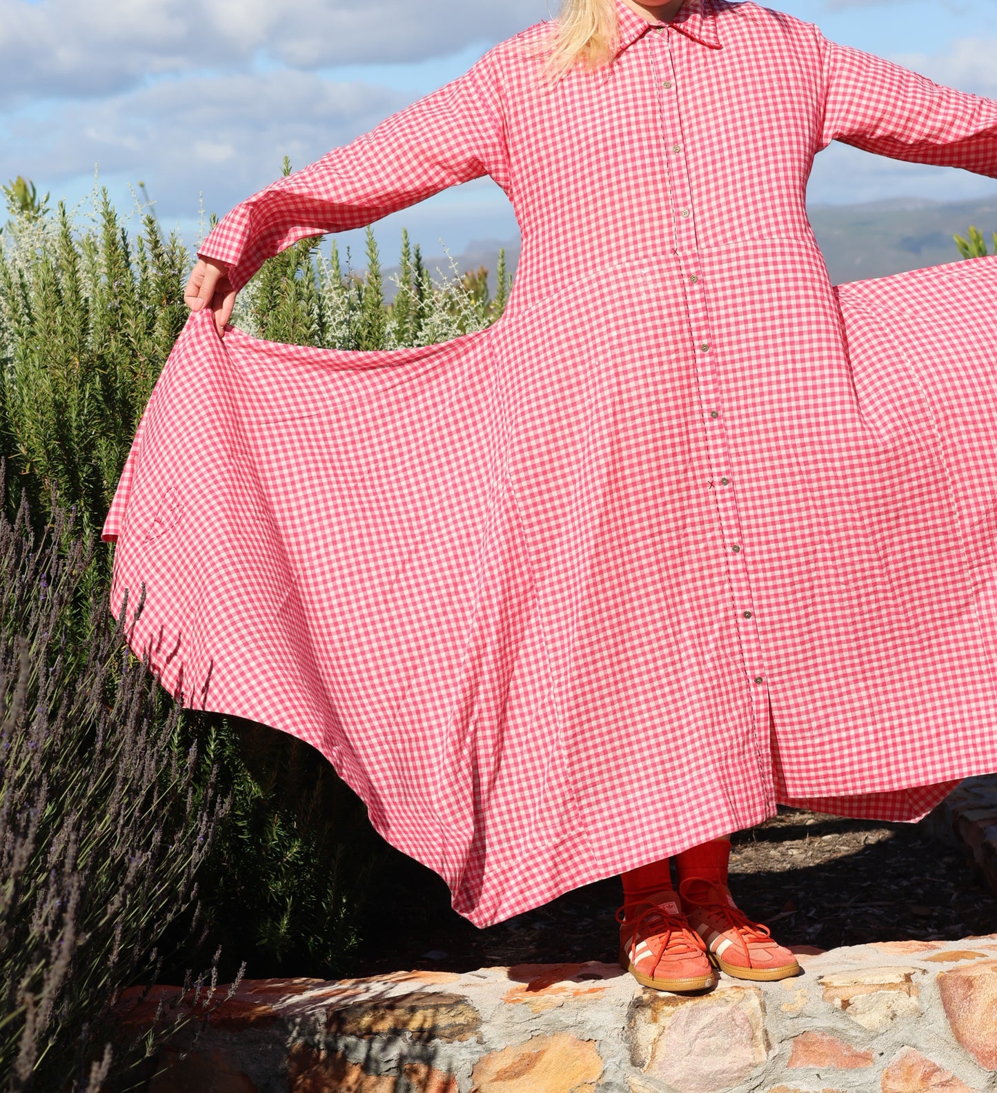PINK GINGHAM SQUARE SHIRT DRESS