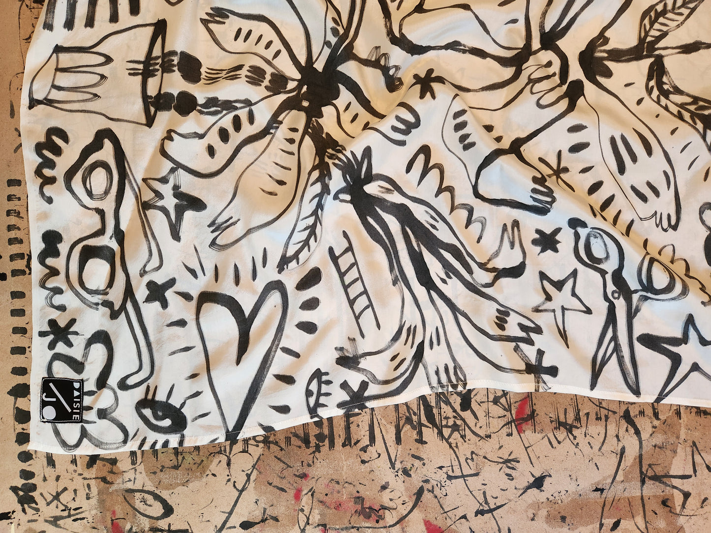 Hand painted silk scarf - Sunday