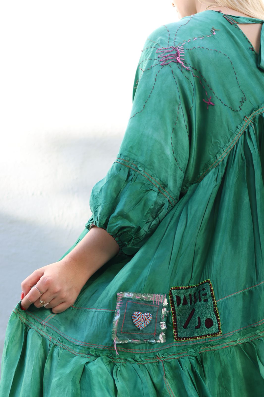 GREEN HEIDI DRESS IN SILK