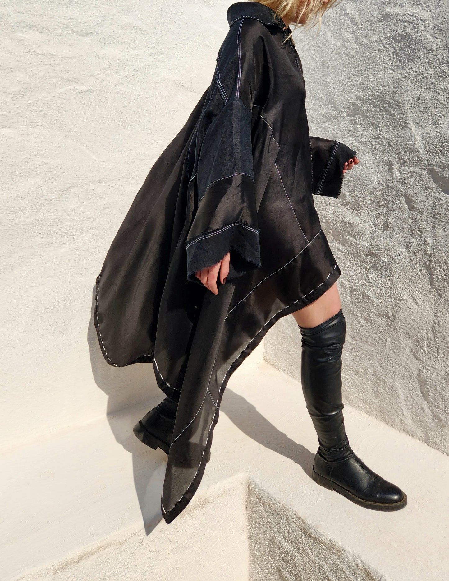 LINEN AND ORGANZA SHIRT DRESS