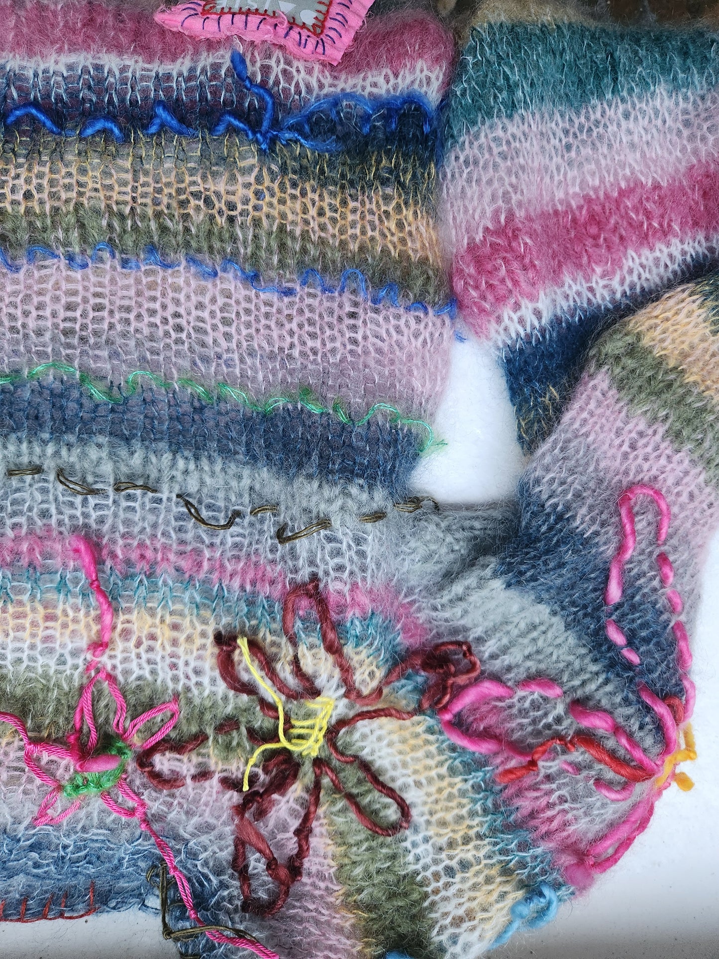 HAND KNITTED MOHAIR STRIPE SWEATER #01