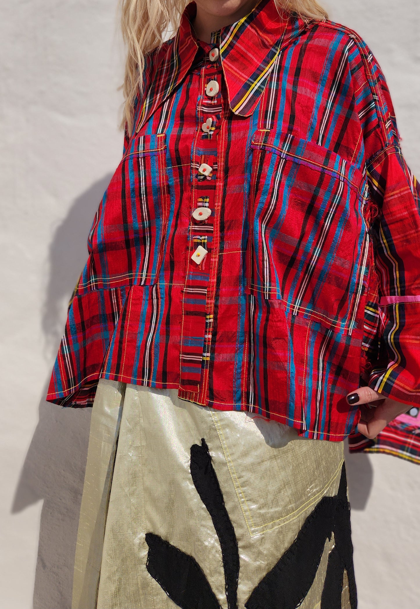 PLAID SILK SUNNI SHIRT