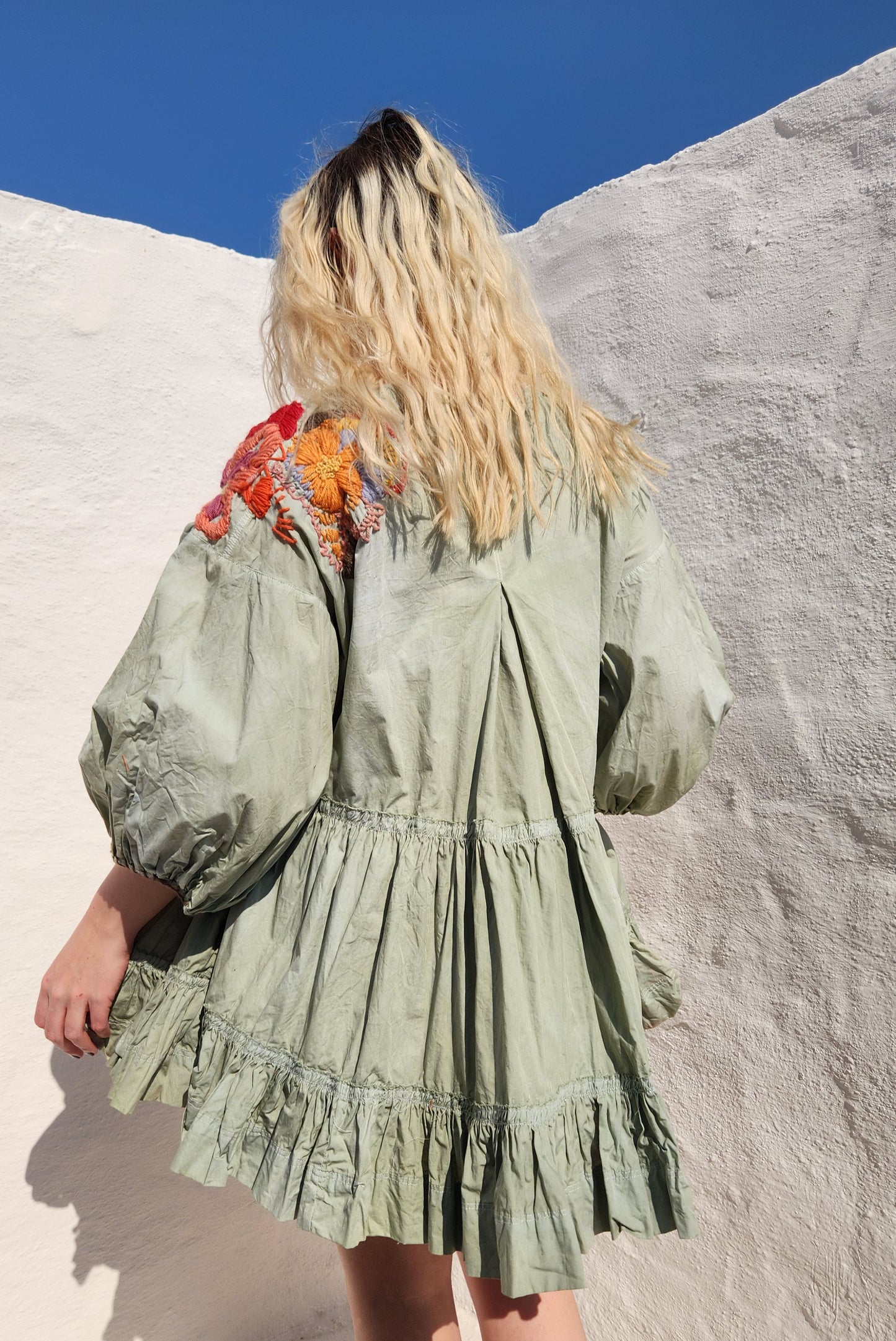 HAND DYED COTTON WRAP DRESS - Sage