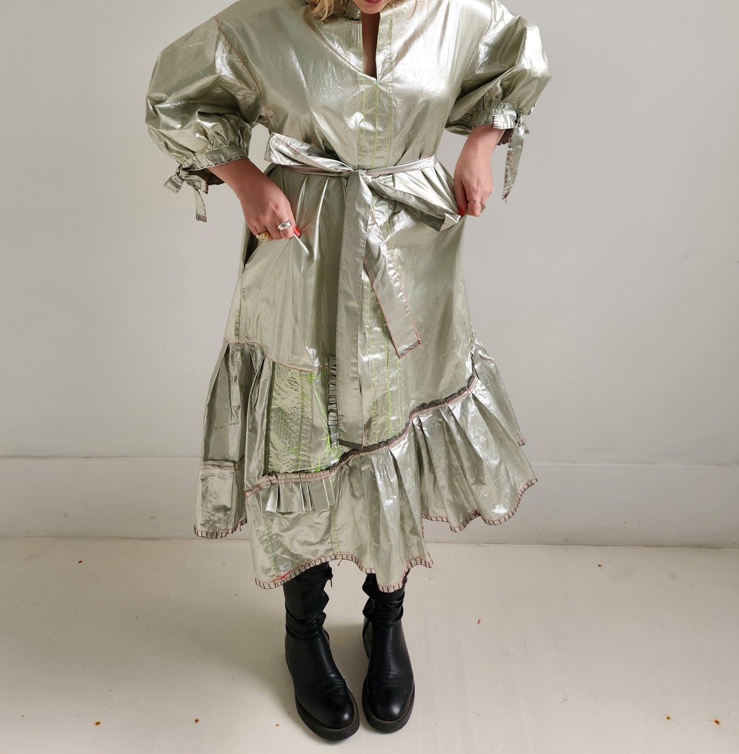 Silver silk dress
