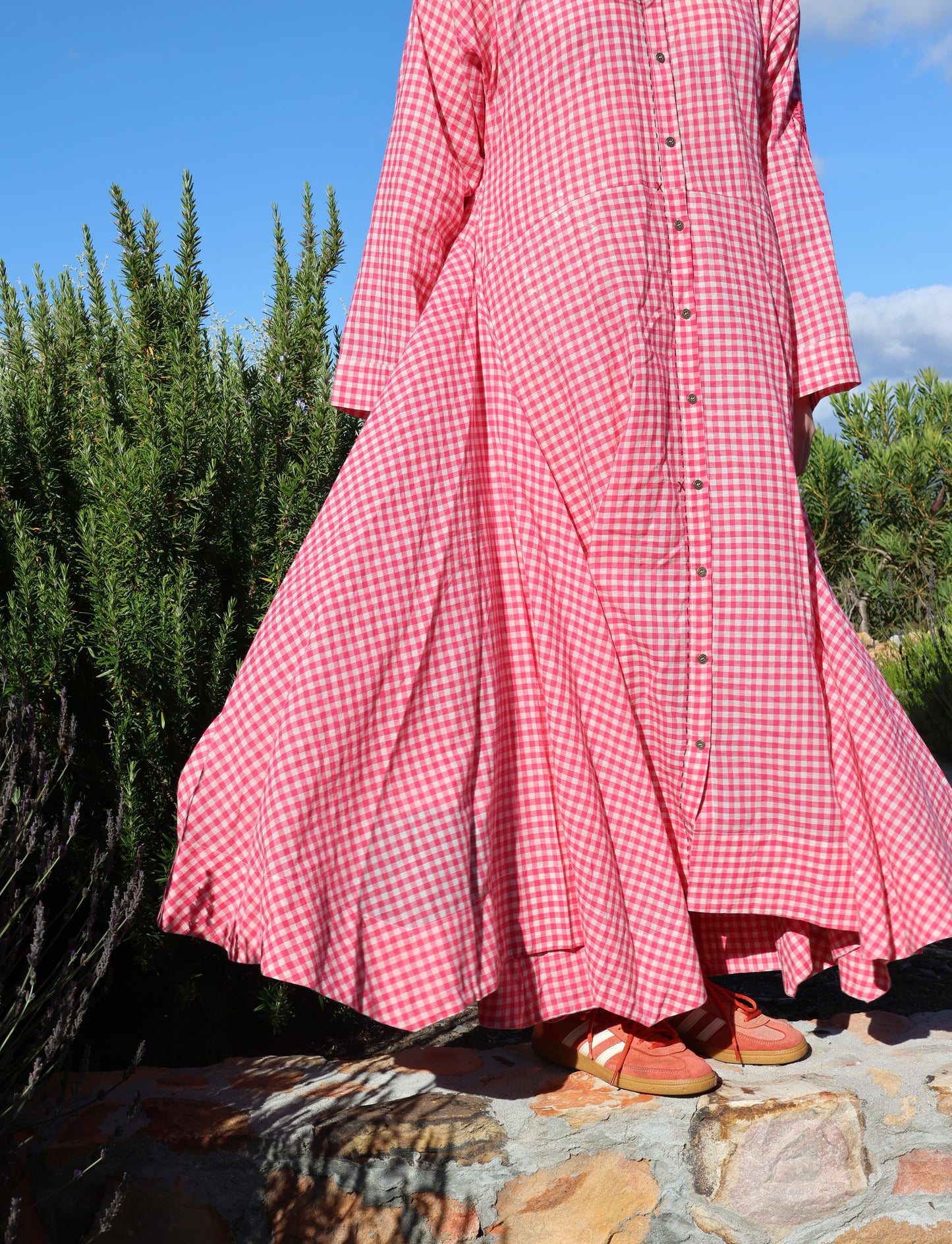 PINK GINGHAM SQUARE SHIRT DRESS