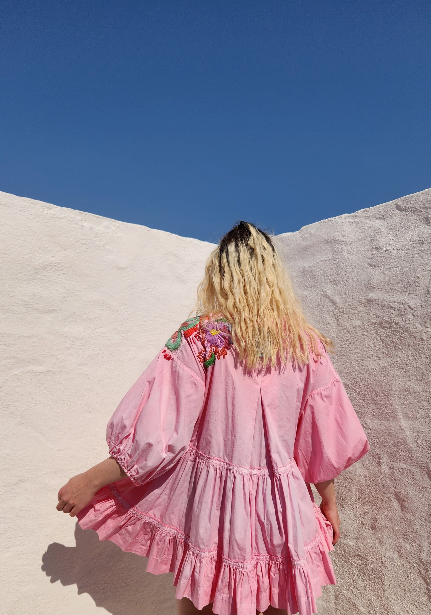 HAND DYED COTTON WRAP DRESS - Pink 03