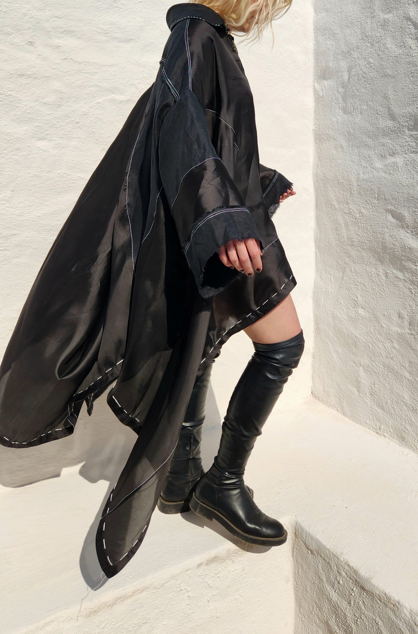 LINEN AND ORGANZA SHIRT DRESS