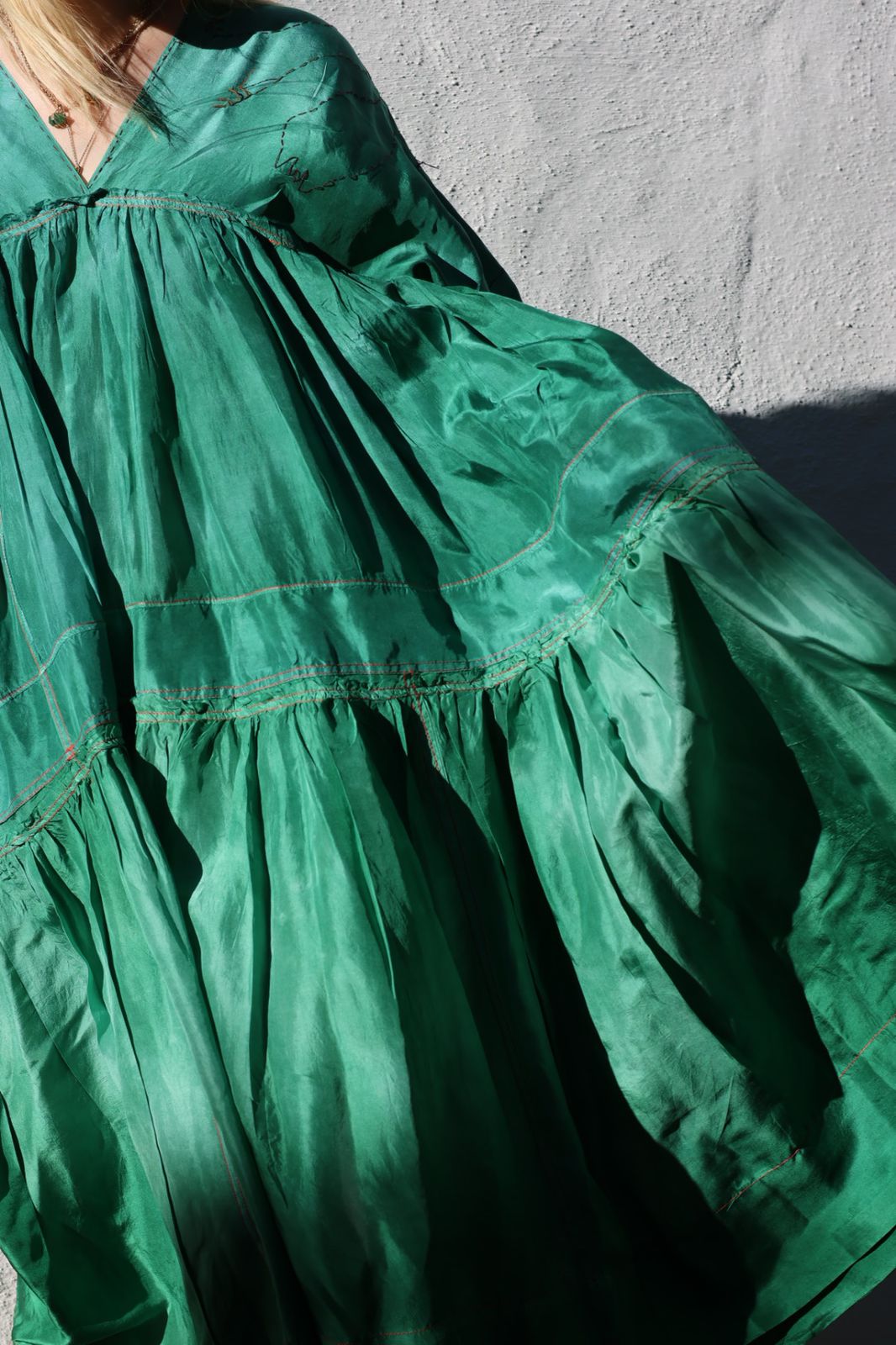 GREEN HEIDI DRESS IN SILK