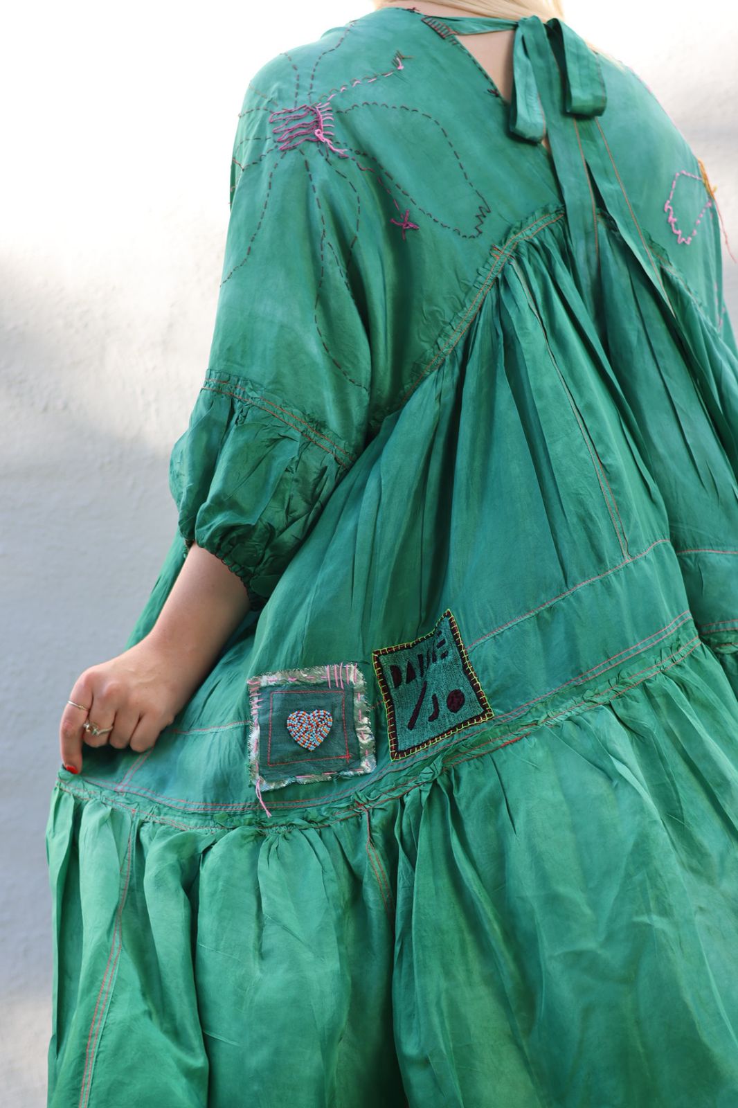 GREEN HEIDI DRESS IN SILK
