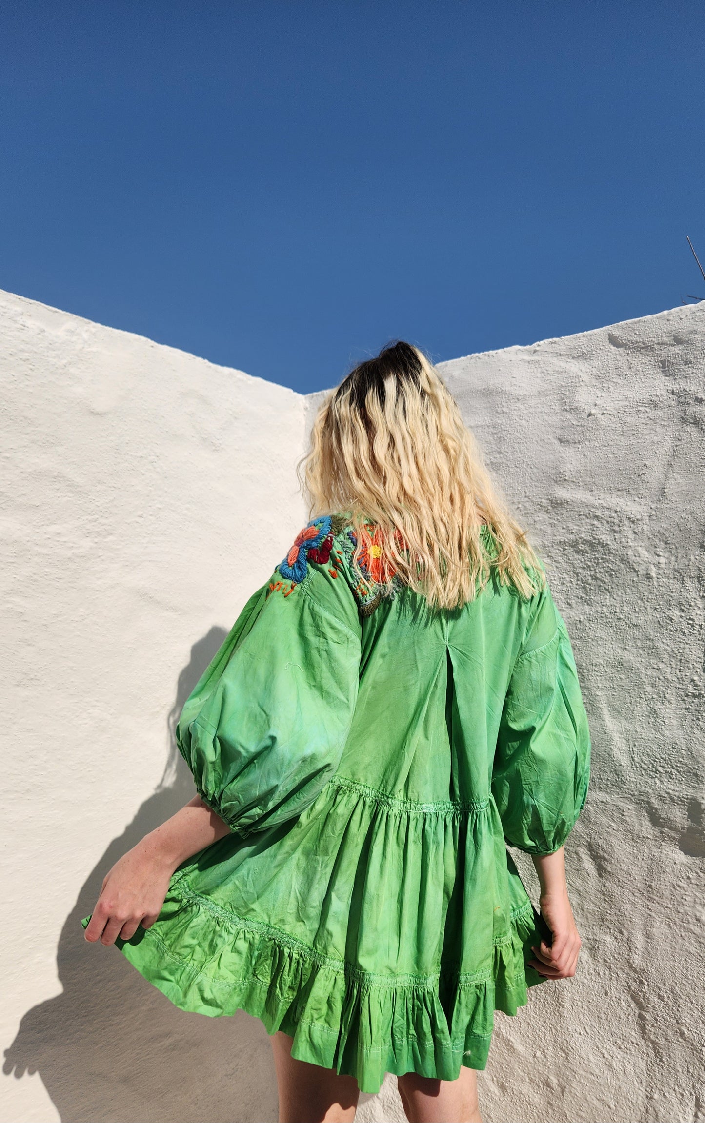 HAND DYED COTTON WRAP DRESS - Green