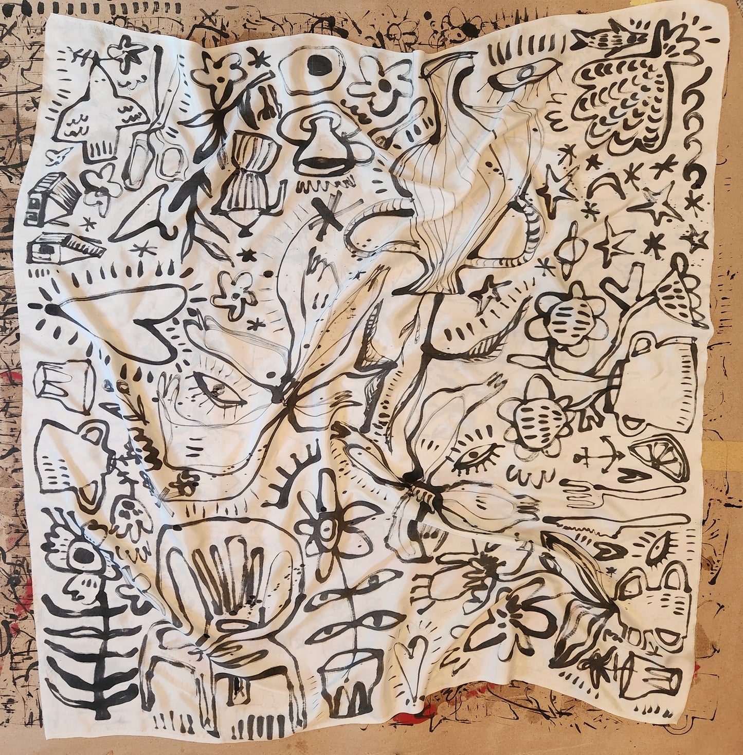 Hand painted silk scarf - Sunny side up
