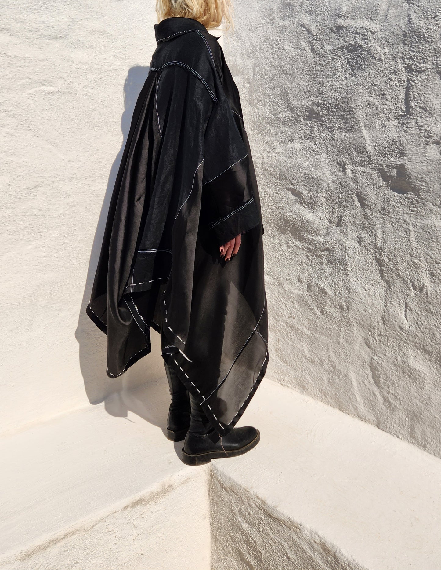 LINEN AND ORGANZA SHIRT DRESS
