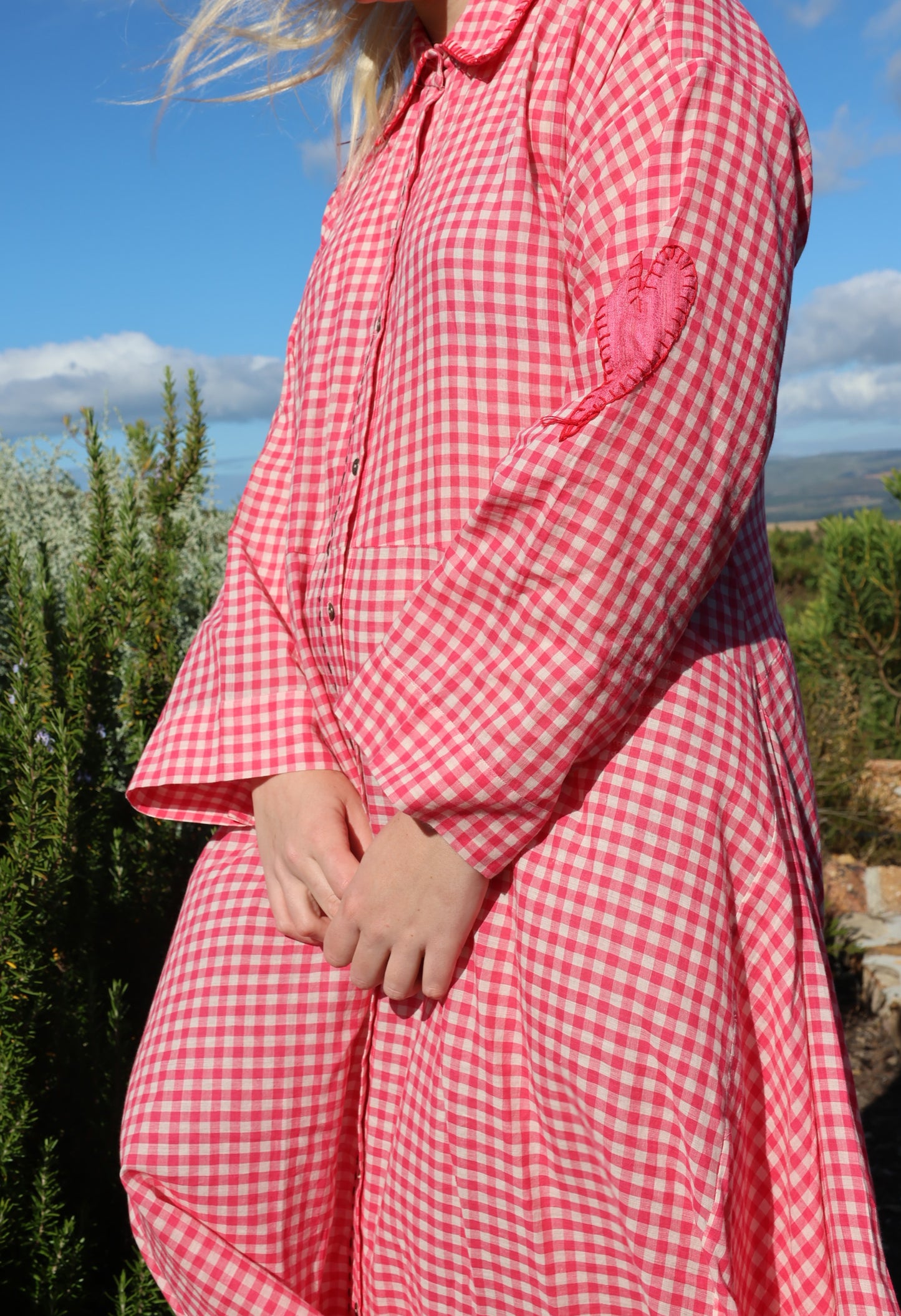 PINK GINGHAM SQUARE SHIRT DRESS