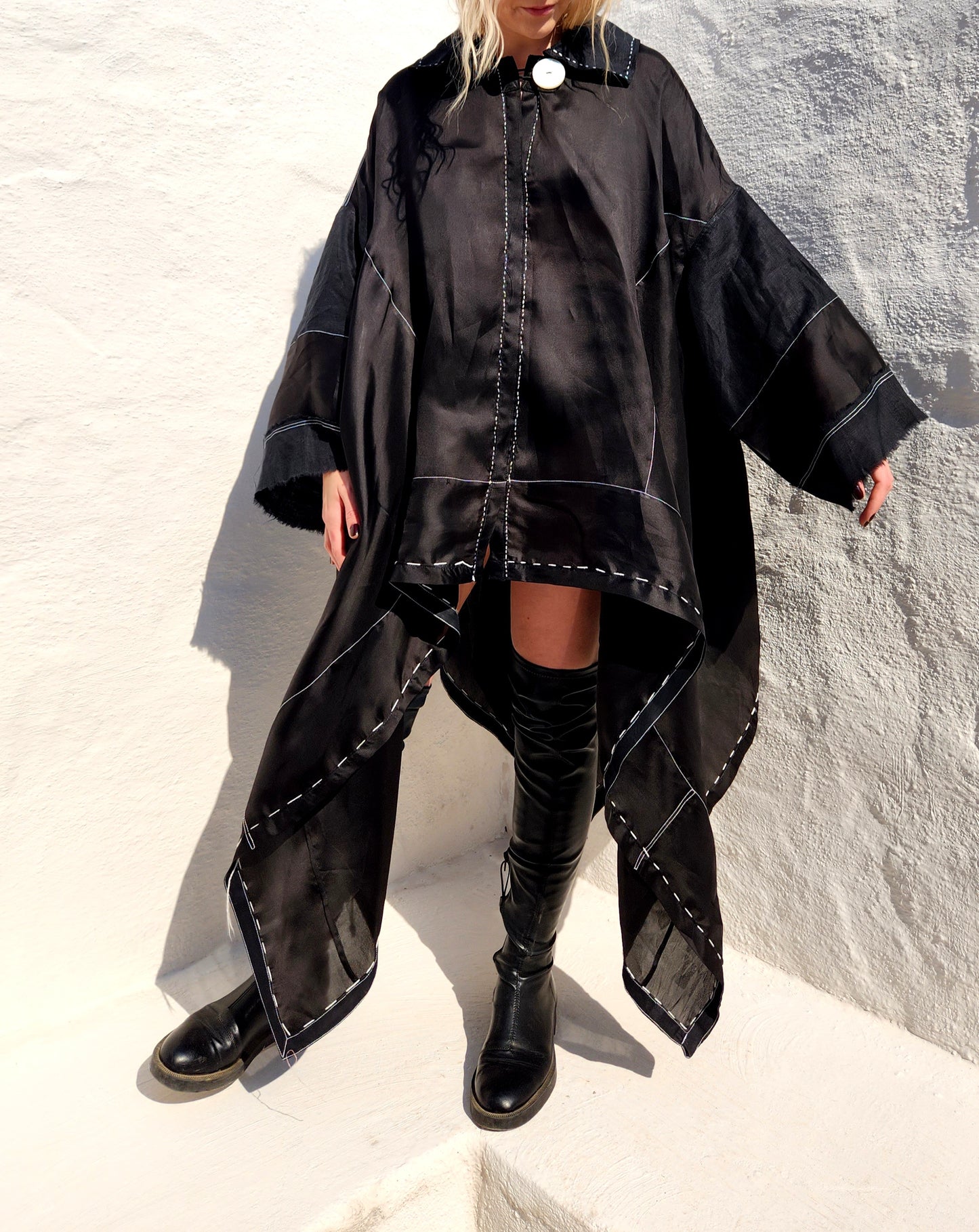 LINEN AND ORGANZA SHIRT DRESS