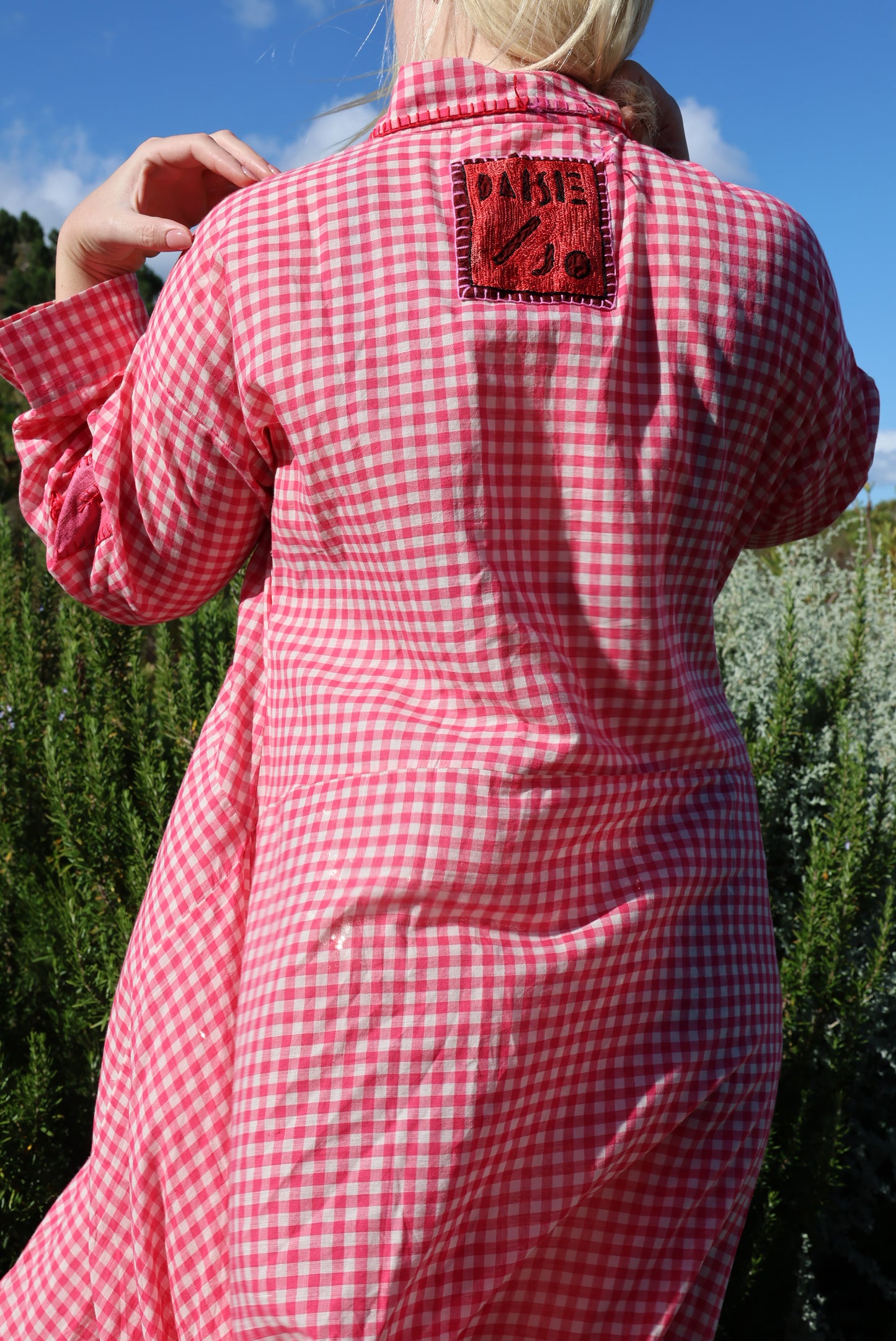 PINK GINGHAM SQUARE SHIRT DRESS