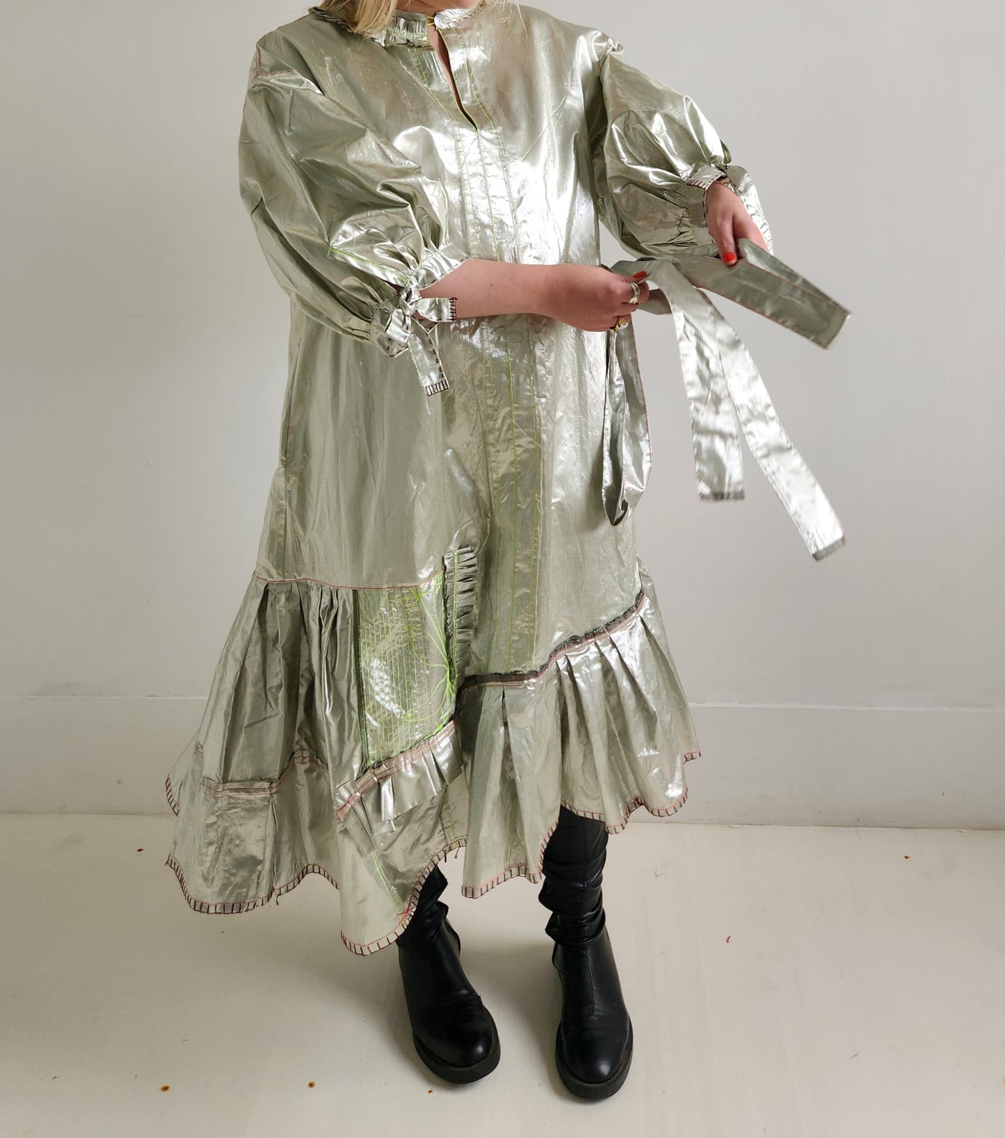 Silver silk dress