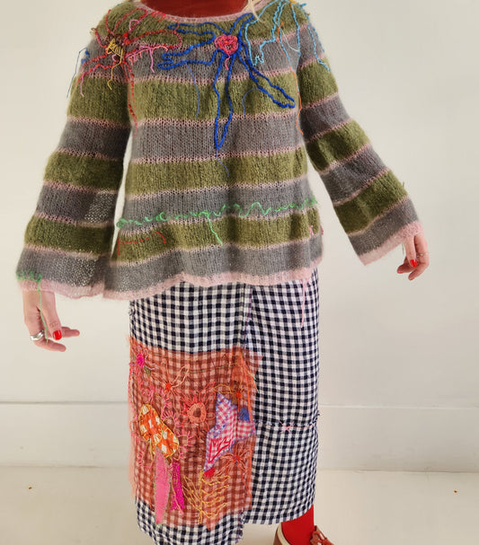 HAND KNITTED MOHAIR STRIPE SWEATER #02