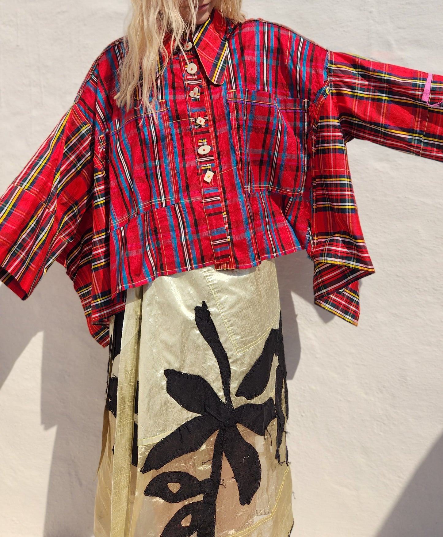 PLAID SILK SUNNI SHIRT