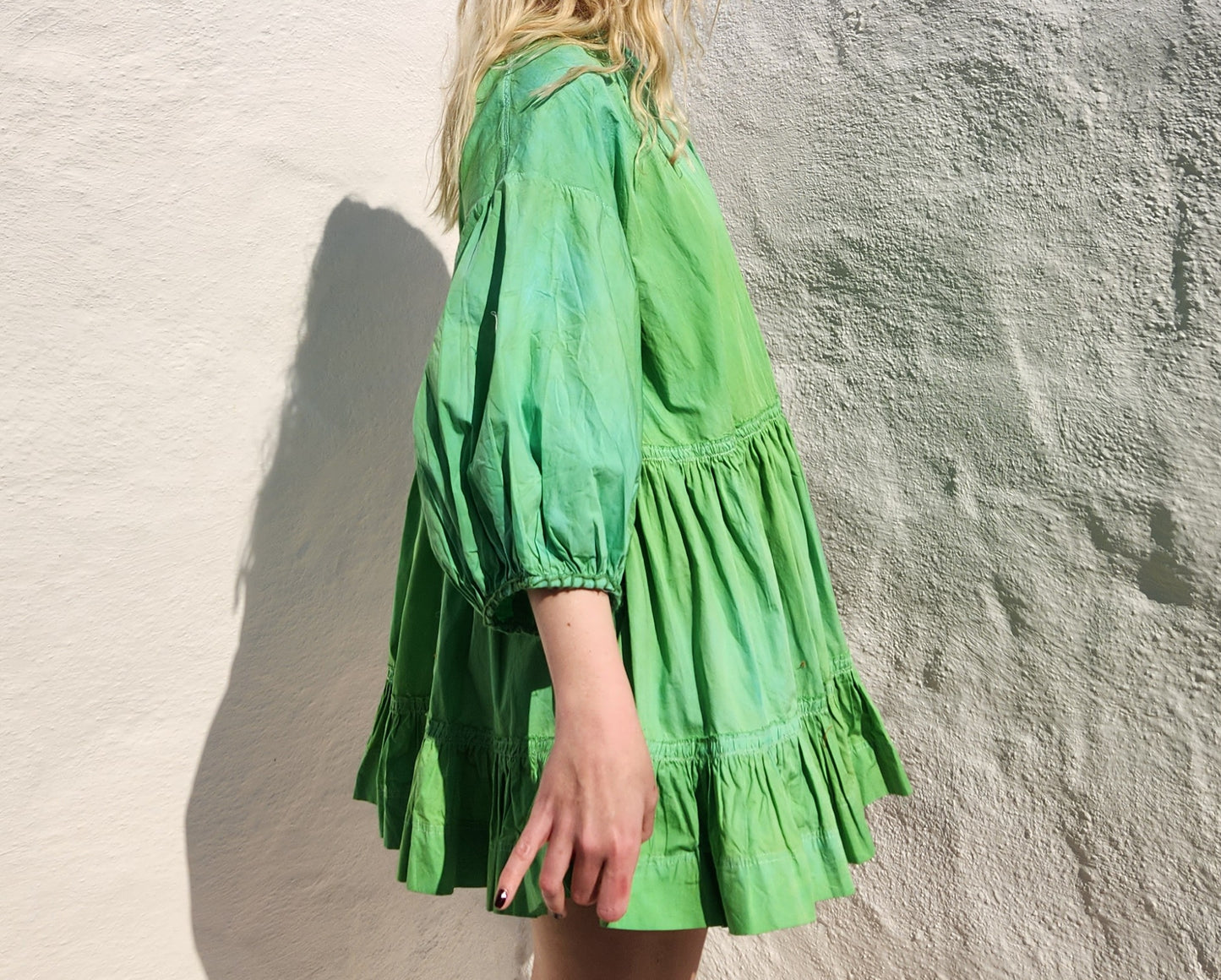 HAND DYED COTTON WRAP DRESS - Green