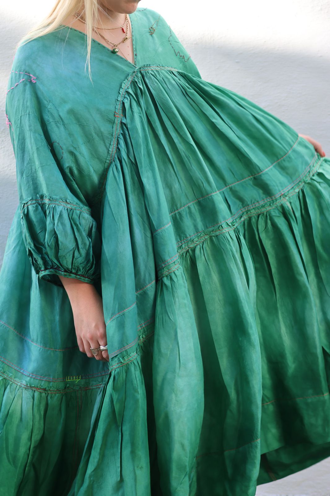 GREEN HEIDI DRESS IN SILK