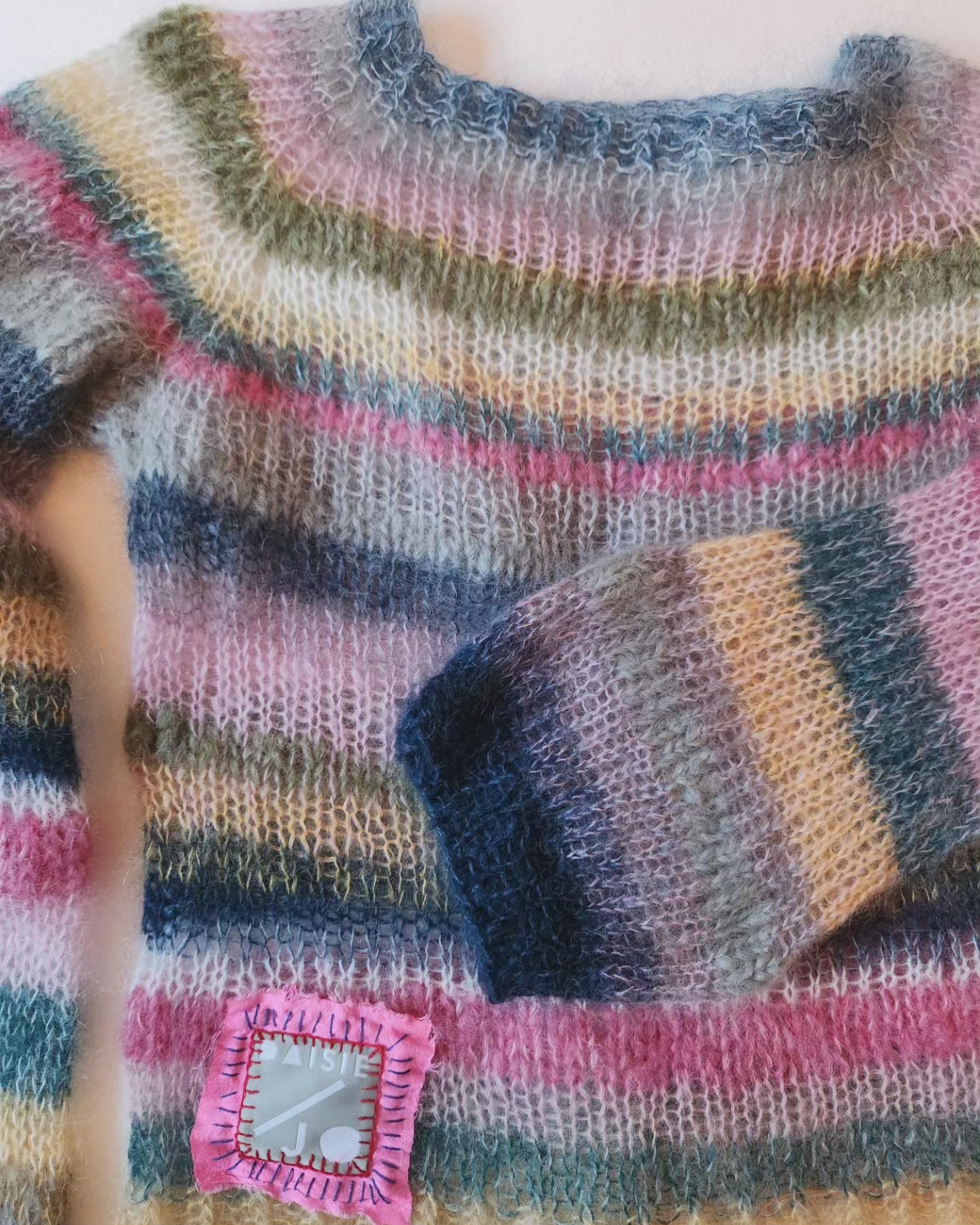 HAND KNITTED MOHAIR STRIPE SWEATER #01