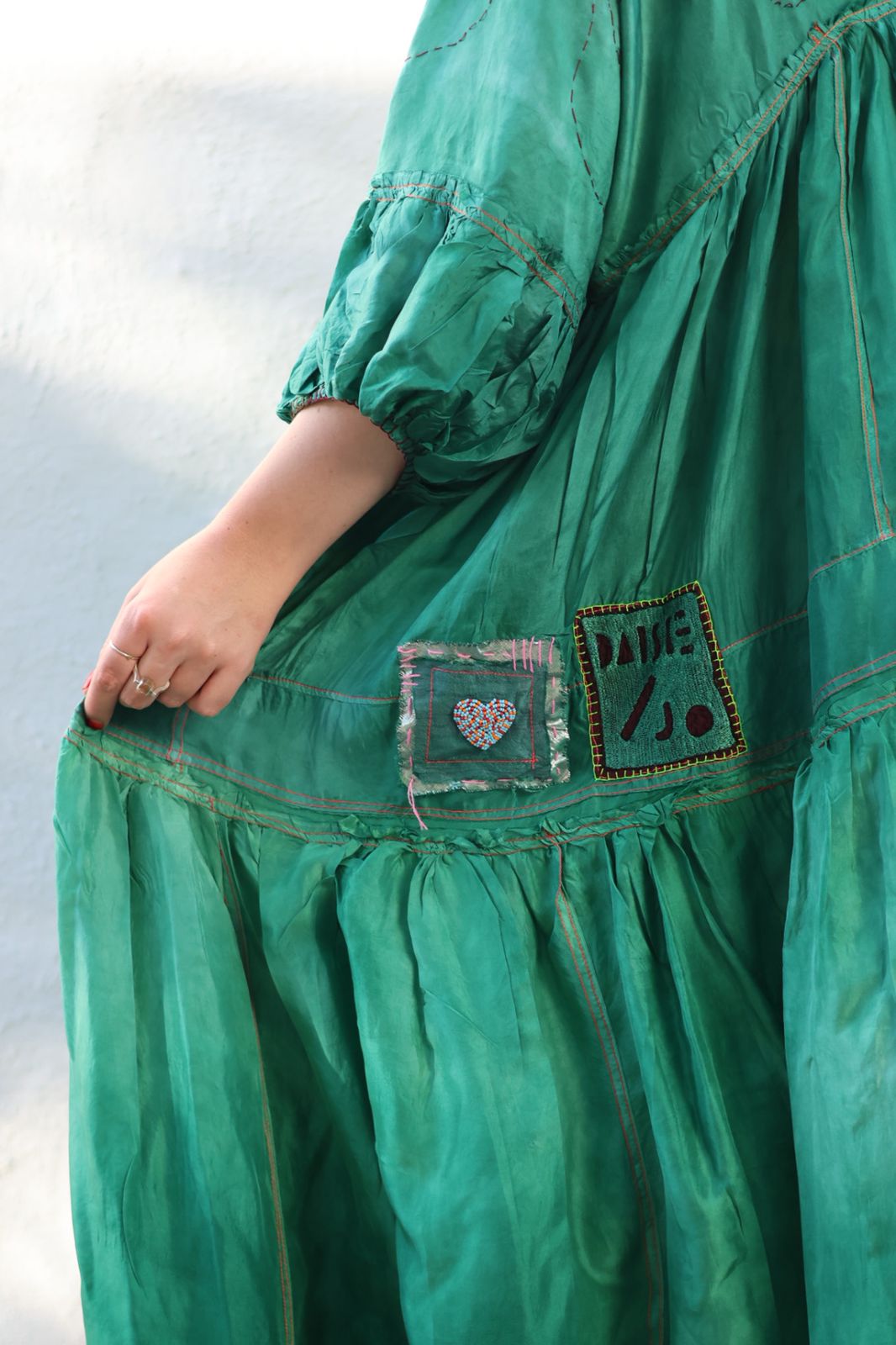 GREEN HEIDI DRESS IN SILK
