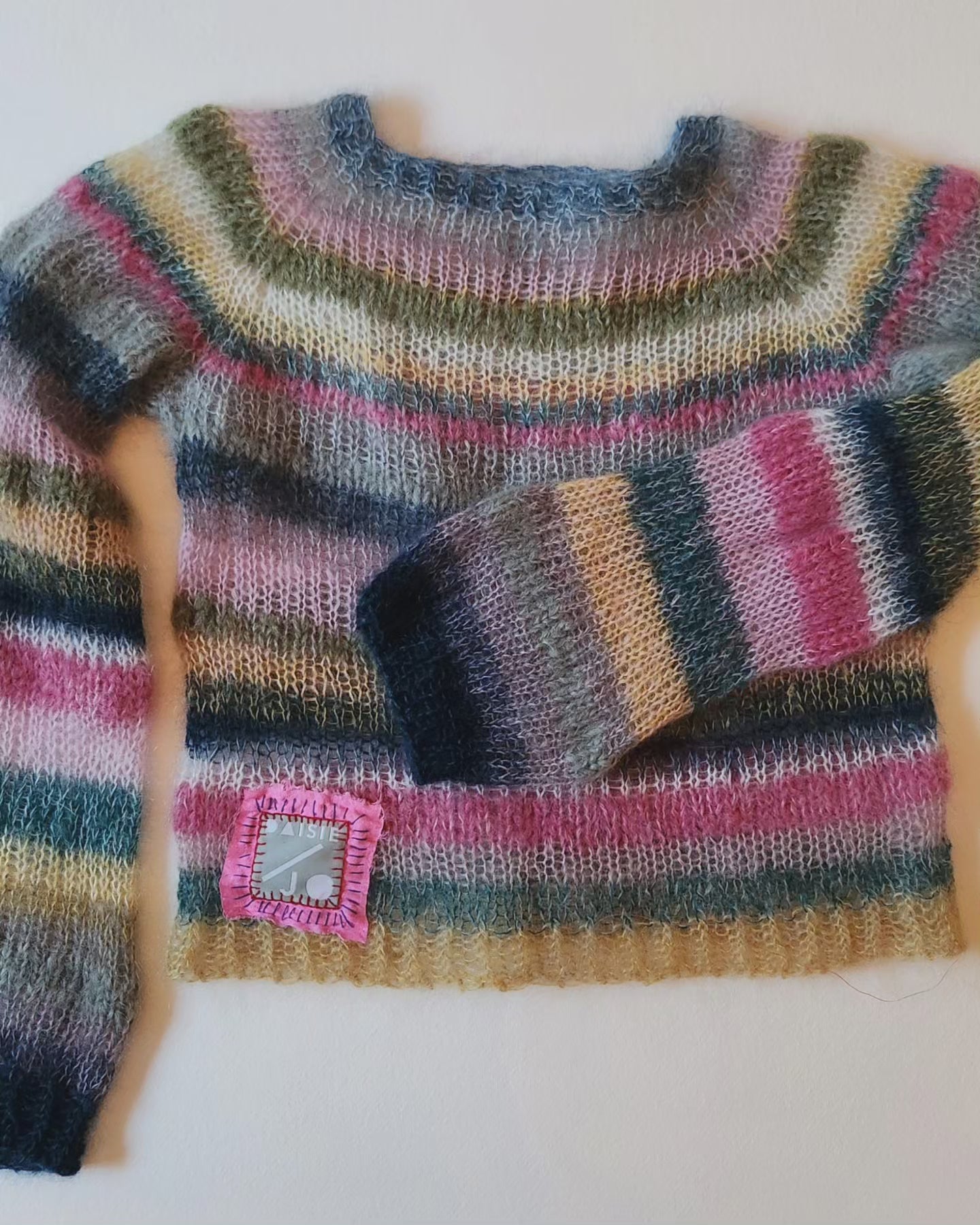 HAND KNITTED MOHAIR STRIPE SWEATER #01