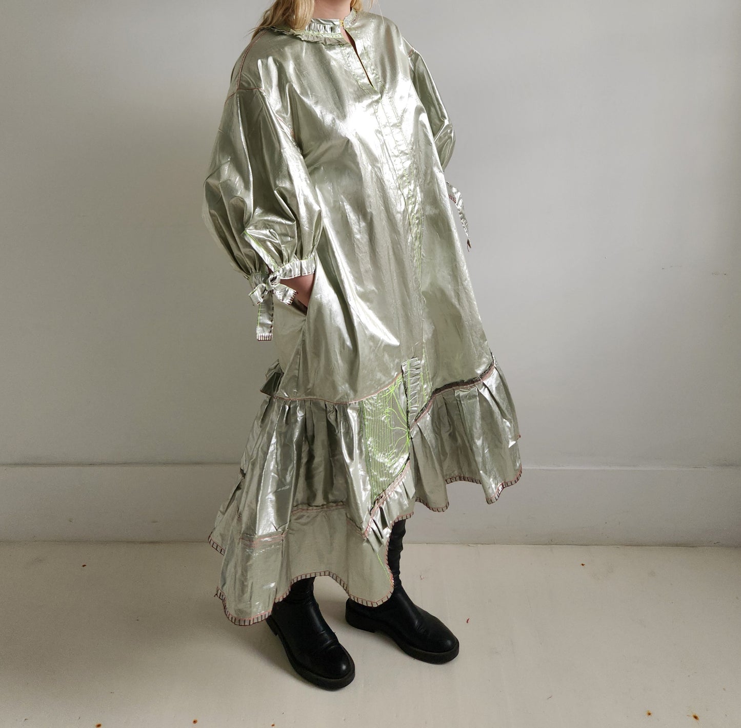 Silver silk dress