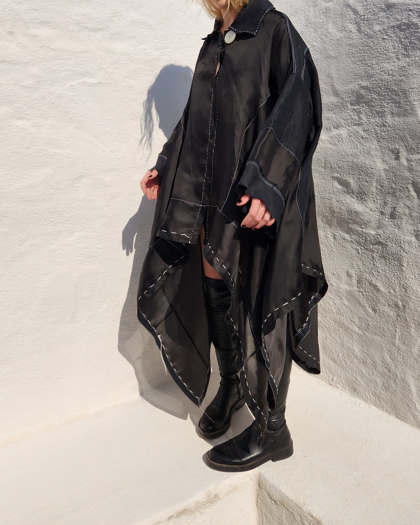 LINEN AND ORGANZA SHIRT DRESS