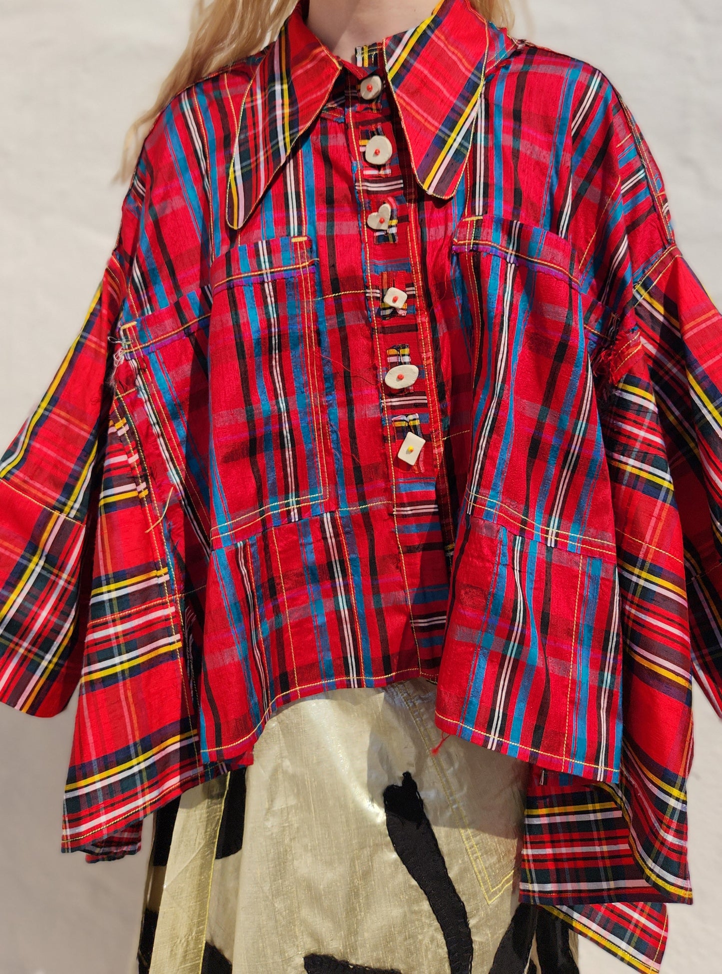 PLAID SILK SUNNI SHIRT