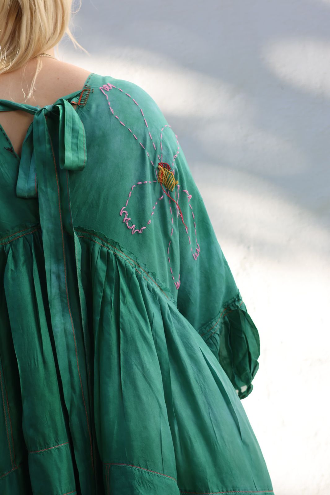 GREEN HEIDI DRESS IN SILK