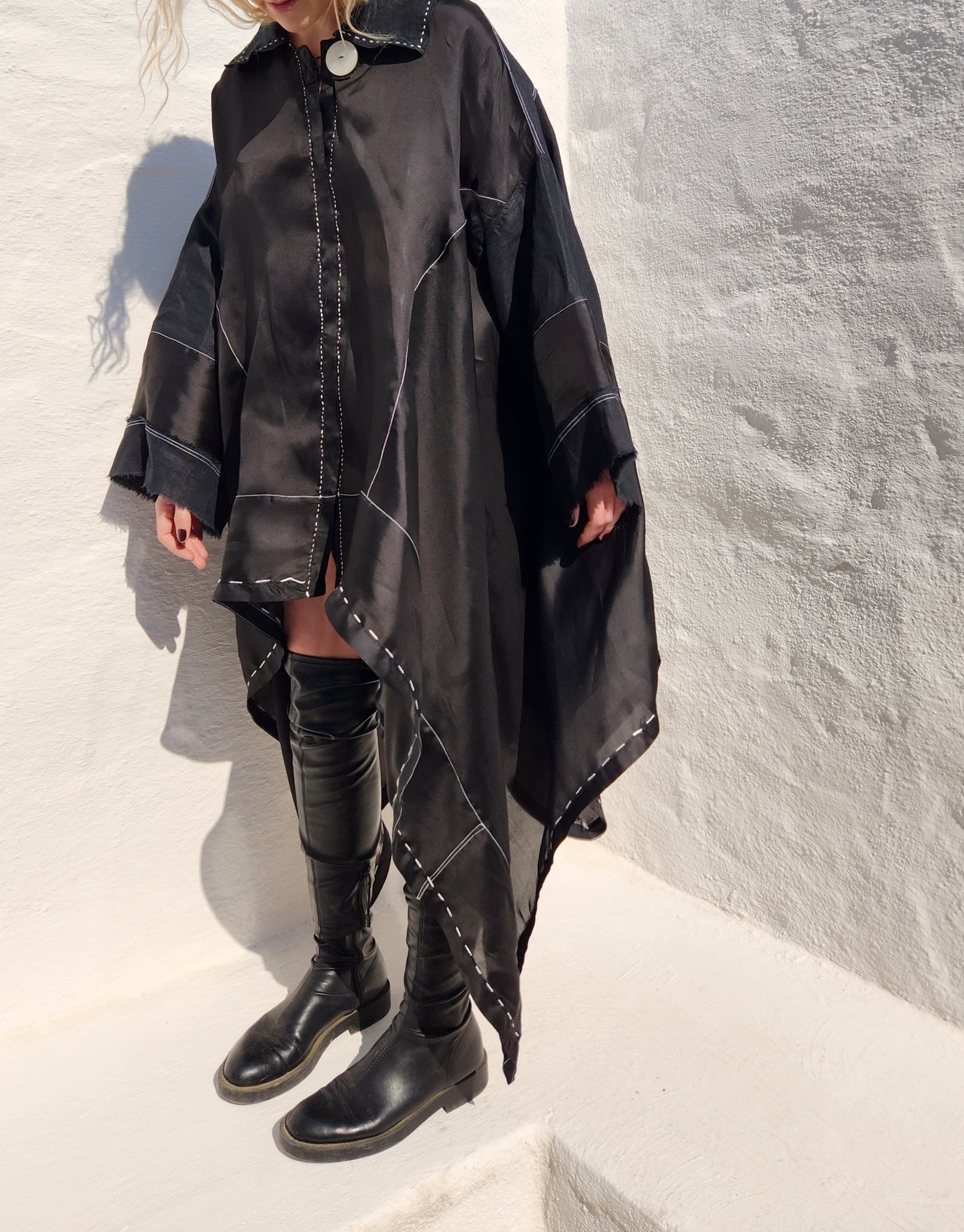 LINEN AND ORGANZA SHIRT DRESS