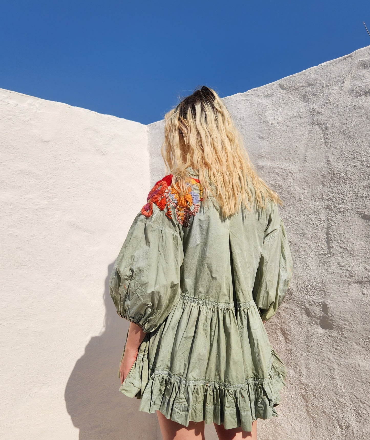 HAND DYED COTTON WRAP DRESS - Sage
