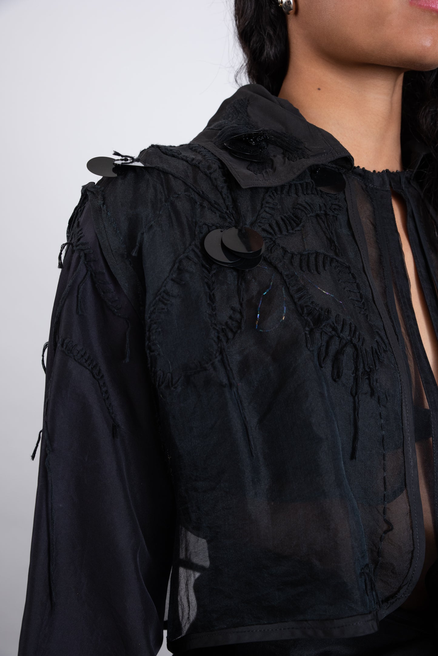 EMBROIDERED & BEADED LAYER TRENCH COAT