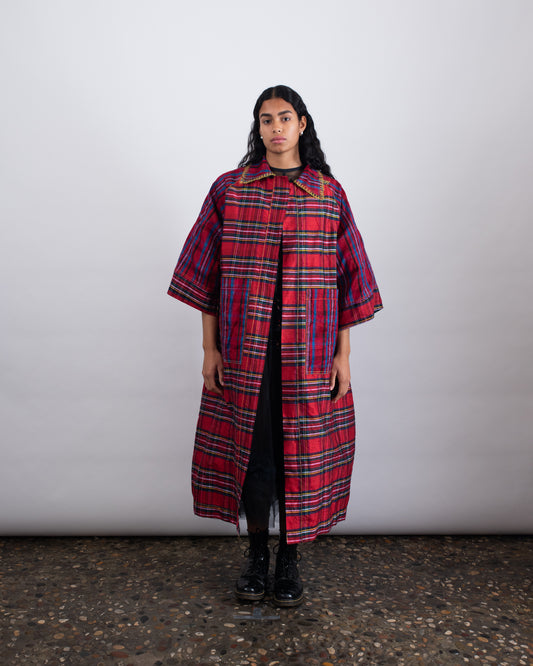 PLAID SILK COAT