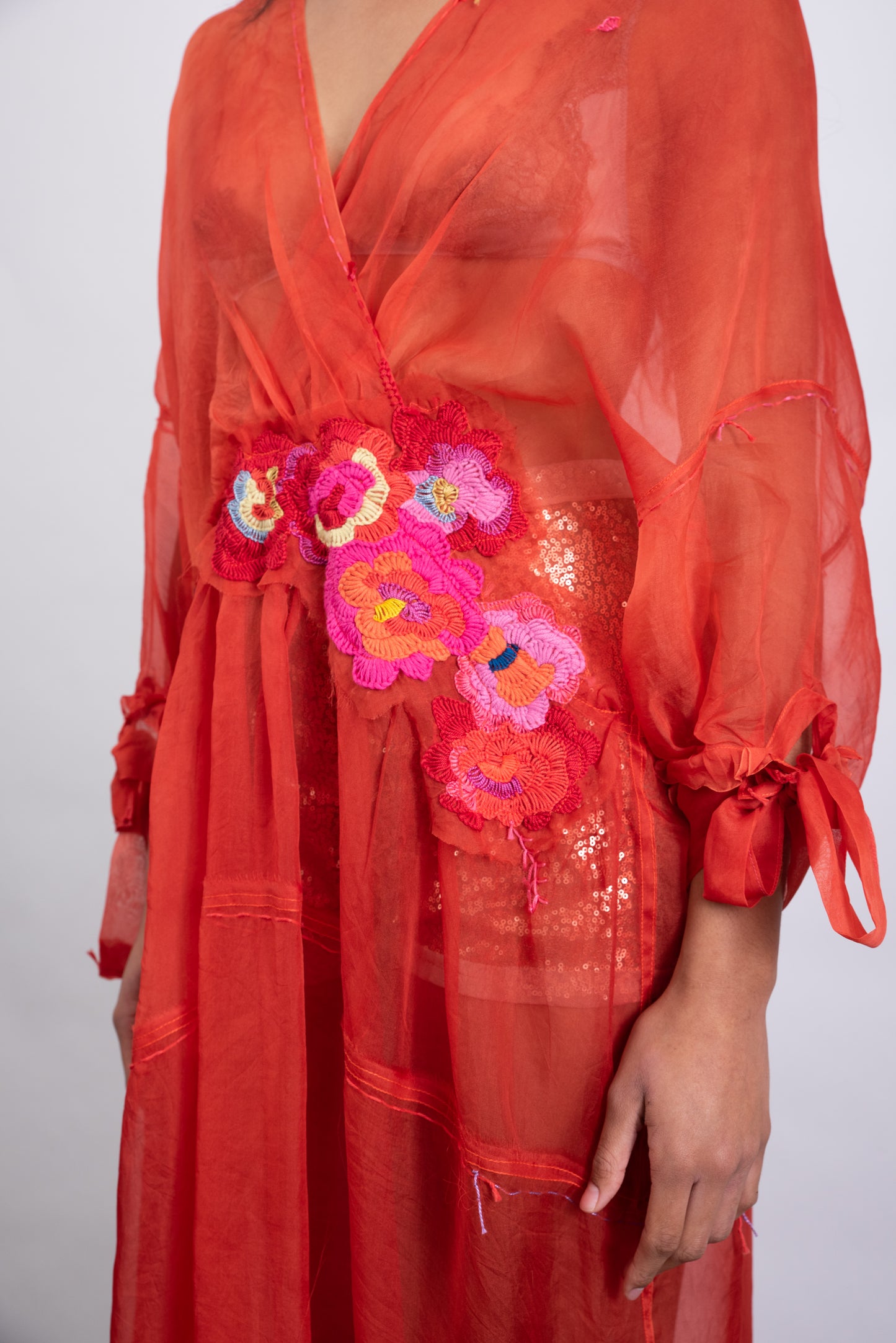 EMBROIDERED SILK ORGANZA DRESS