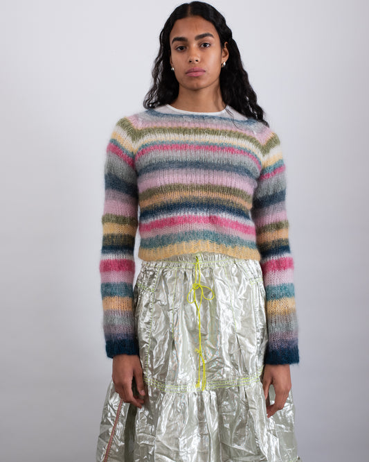 HAND KNITTED MOHAIR STRIPE SWEATER #01