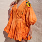 HAND DYED COTTON WRAP DRESS - Orange 01