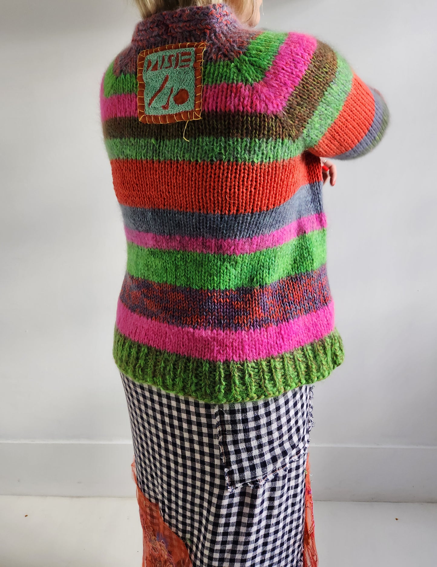 Merino wool striped cardigan