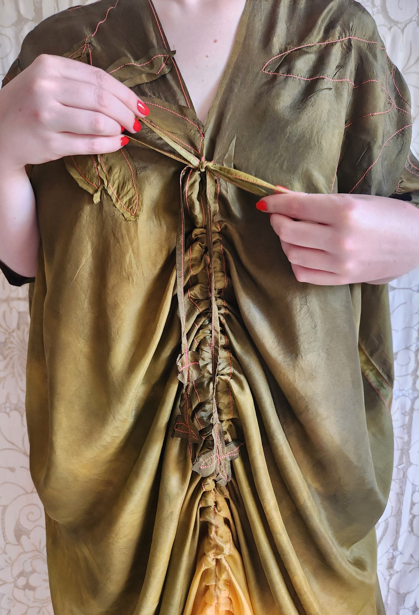 HAND DYED SILK GATHER DRESS