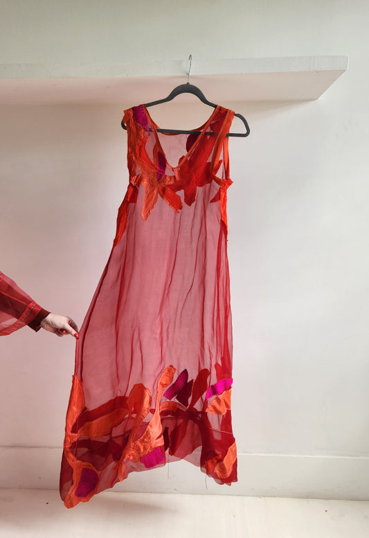 Silk organza applique dress