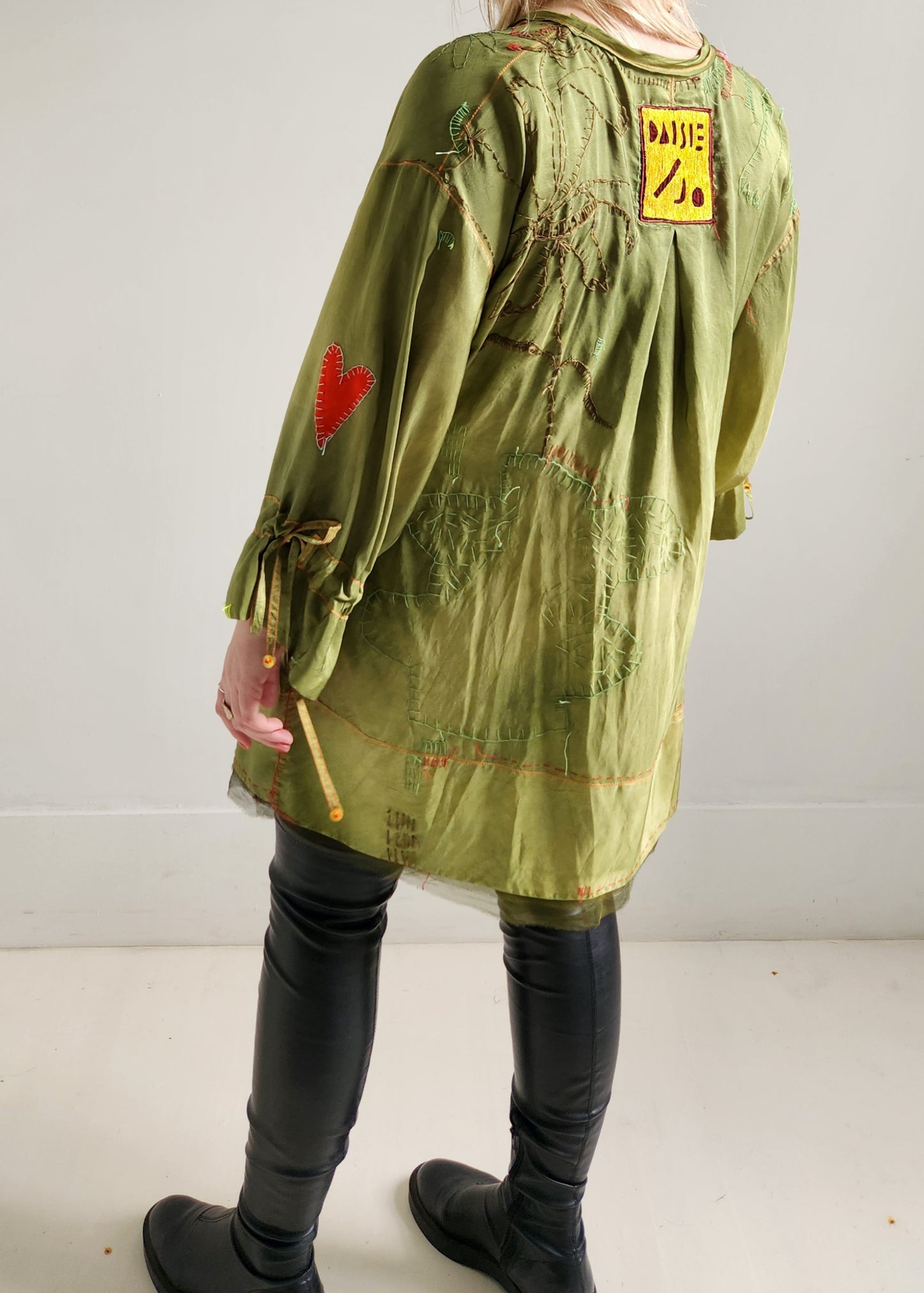 Green silk wrap dress