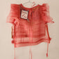 Patched silk organza top